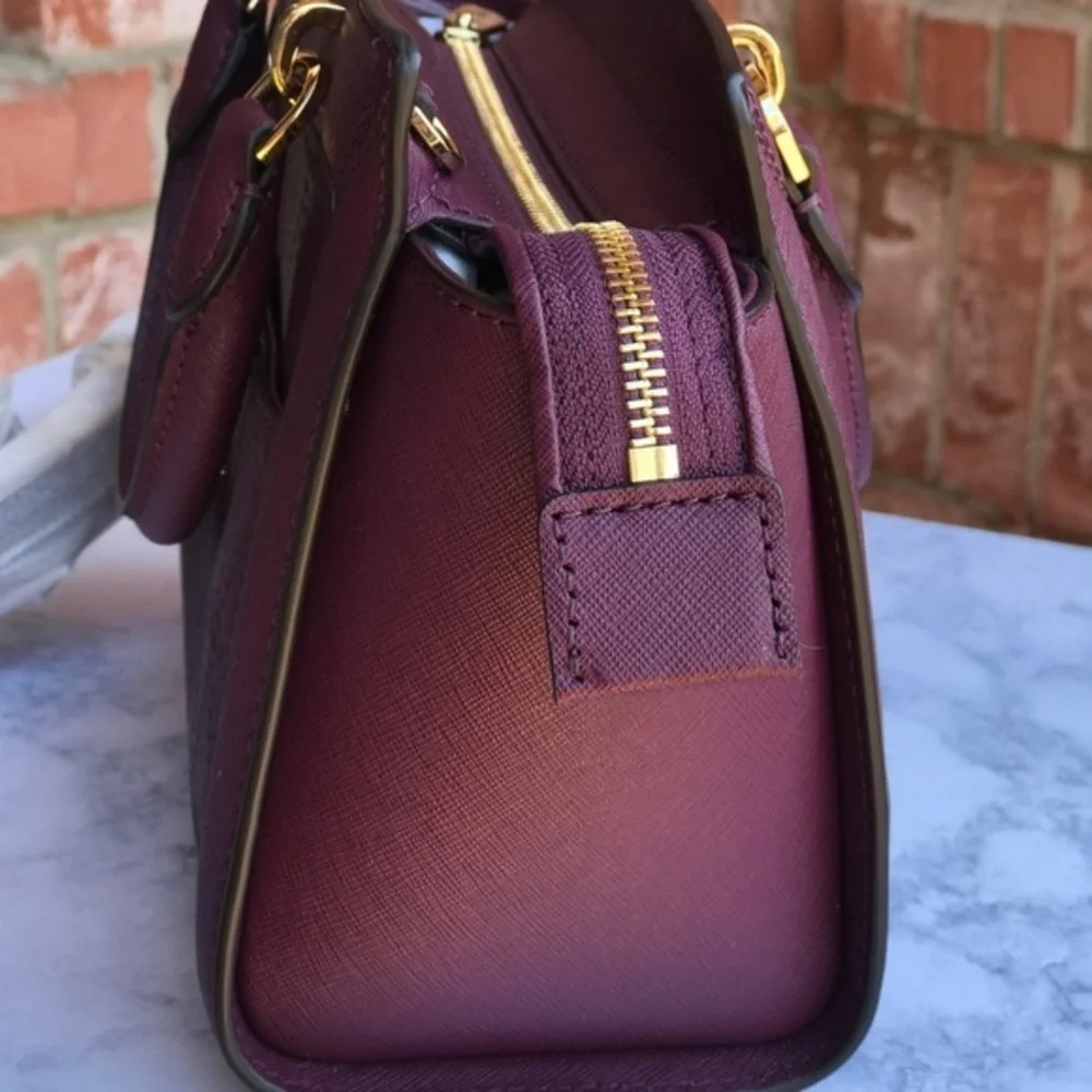 Michael Kors Tina SM Leather satchel Handbag plum